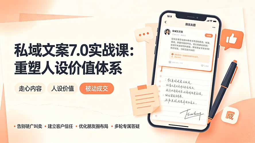 （19313期） 私域文案实战课7.0：重塑人设价值体系｜-告别硬广推销×走心内容×自我价值塑造，实现被动成交 - 臻优资源网