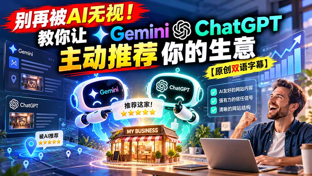 （20737期）别再被AI无视！教你让GeminiChatGPT主动推荐你的生意【原创双语字幕】 - 臻优资源网