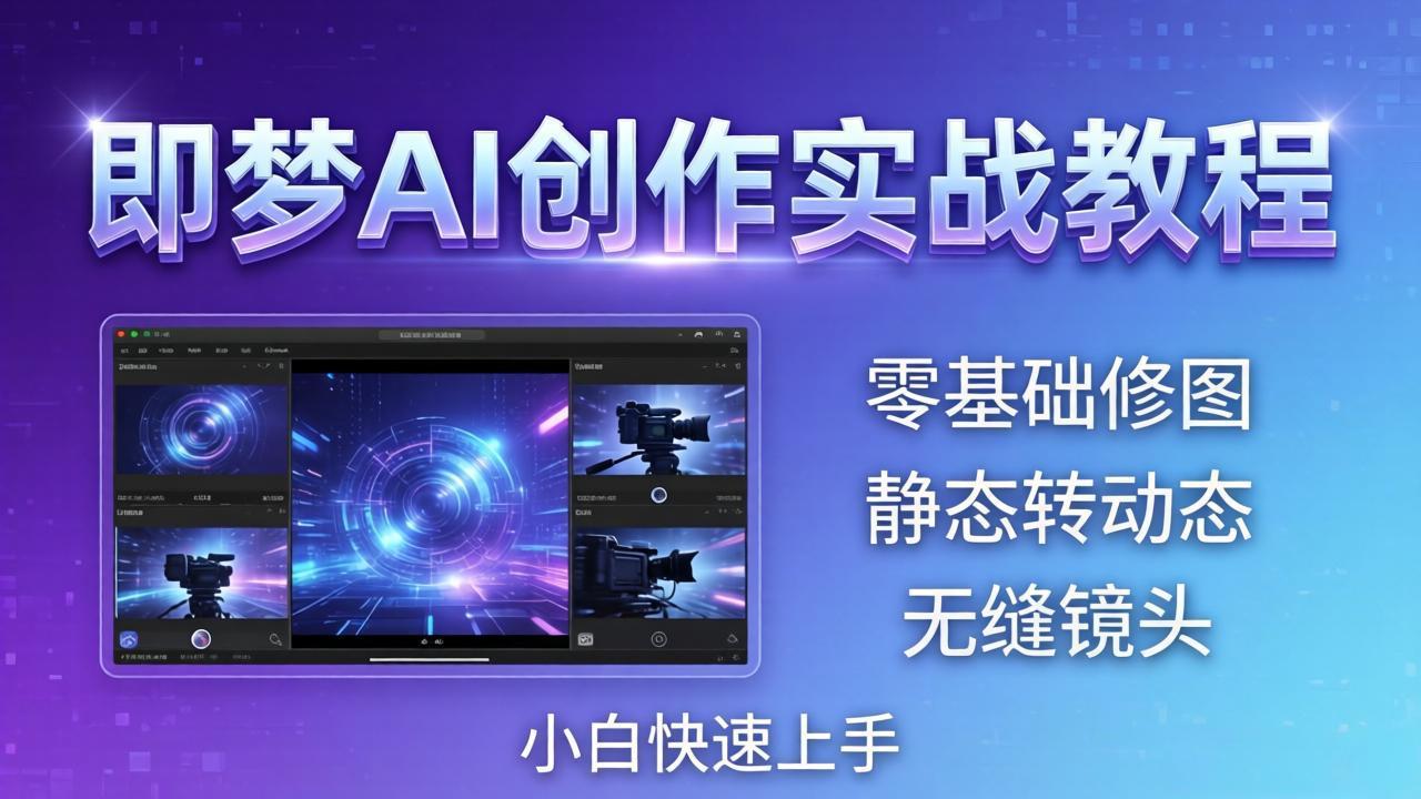 （18196期）即梦AI创作实战教程，从零基础修图到AI导演，实战教学静态转动态+无缝镜头，小白快速上手 - 臻优资源网