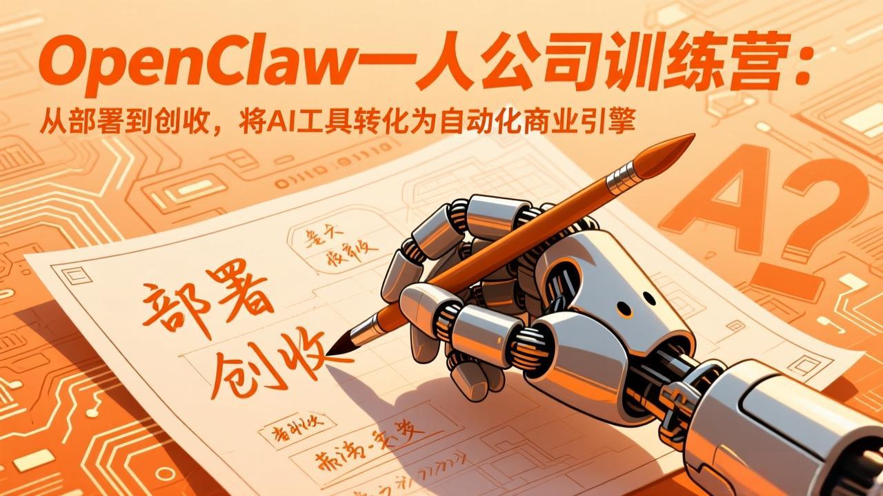 （17540期）OpenClaw一人公司训练营：从部署到创收，将AI工具转化为自动化商业引擎 - 臻优资源网