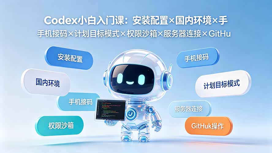 （19402期）Codex小白入门课：安装配置×国内环境×手机接码×计划目标模式×权限沙箱×服务器连接×GitHub操作 - 臻优资源网