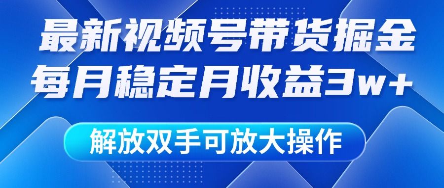 最新视频号带货掘金项目，每月稳定月收益3w+，解放双手，可放大操作 - 臻优资源网