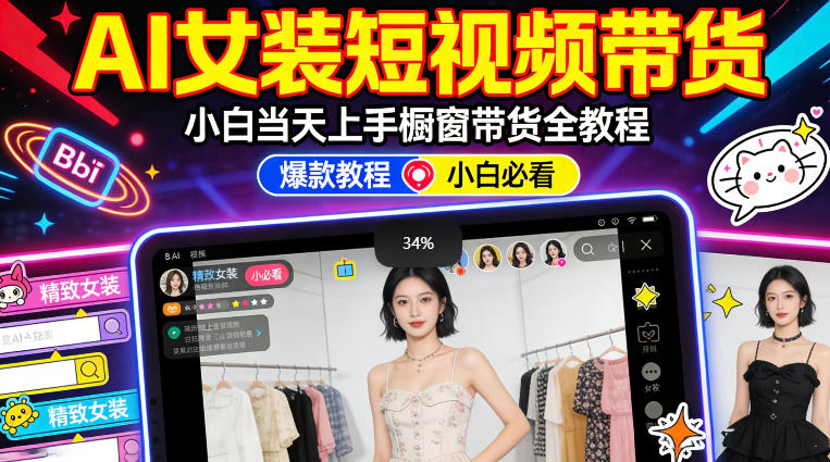 AI女装短视频橱窗带货：小白零门槛当天上手，高佣金爆款轻松賺！ - 臻优资源网