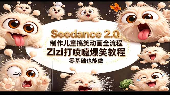 (18211期)Seedance 2.0 制作儿童搞笑动画全流程Zizi打喷嚏爆笑教程|零基础也能做 - 臻优资源网