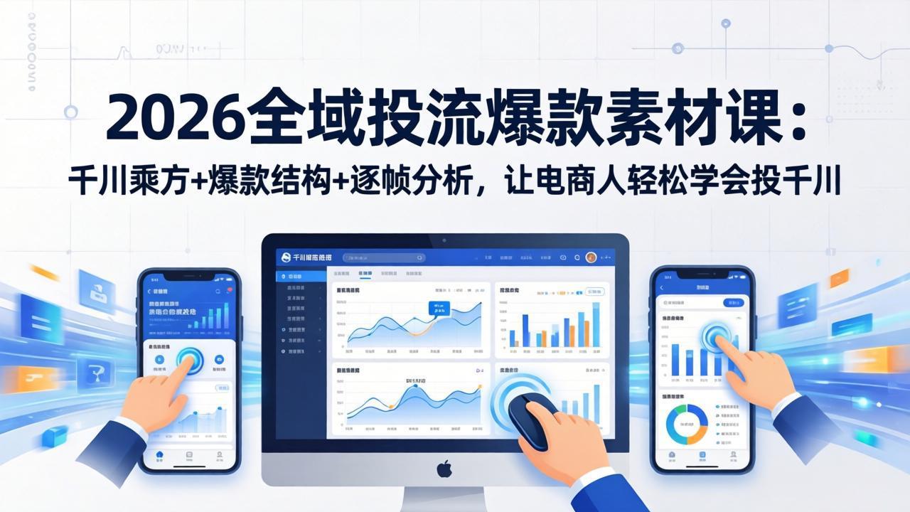 （17705期）2026全域投流爆款素材课：千川乘方+爆款结构+逐帧分析，让电商人轻松学会投千川 - 臻优资源网