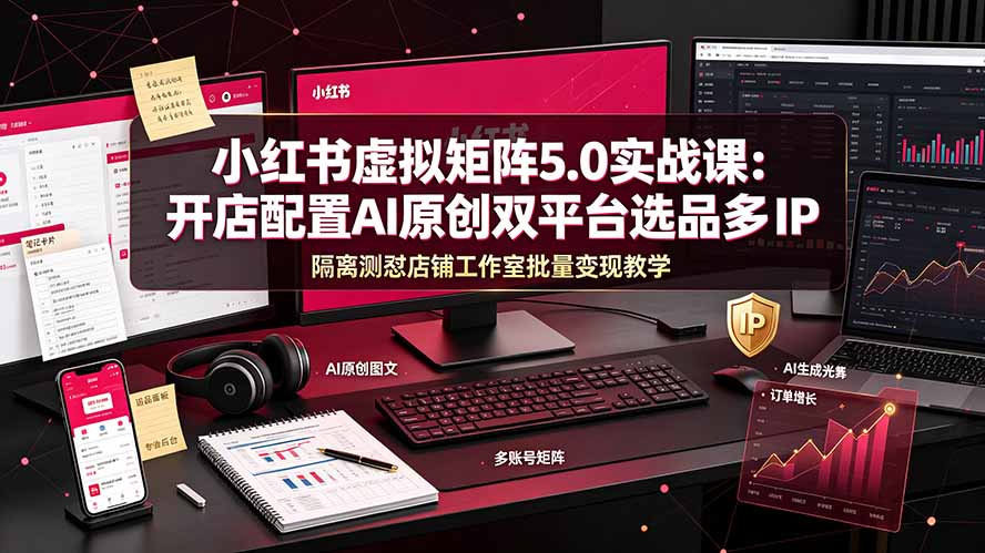 （19521期）小红书虚拟矩阵5.0实战课：开店配置｜AI原创｜双平台选品｜多IP隔离｜测怼店铺工作室批量变现实操教学 - 臻优资源网