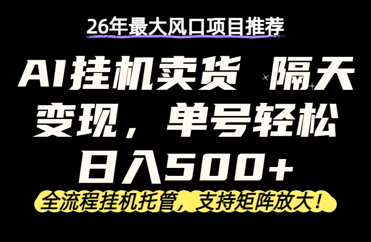 （17933期）26年最新AI挂机卖货，隔天出收益，单账号轻松日入500+ - 臻优资源网