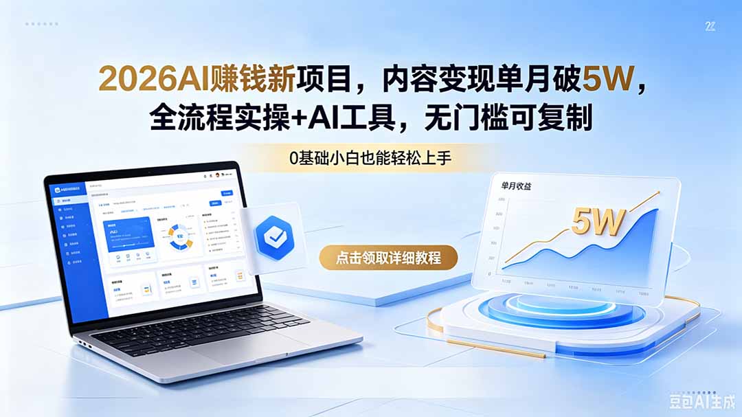 （18476期）2026AI赚钱新项目，内容变现单月破5W，全流程实操+AI工具，无门槛可复制 - 臻优资源网