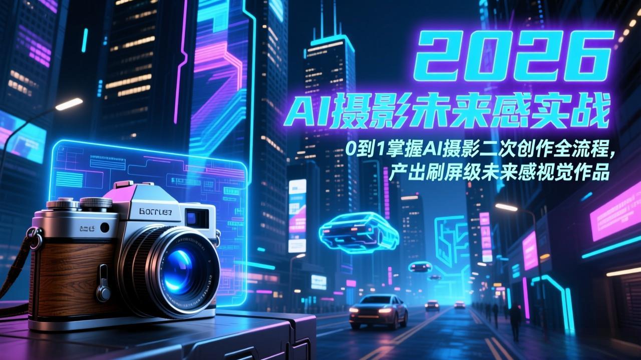 （17584期）2026 AI摄影未来感实战：0到1掌握AI摄影二次创作全流程，产出刷屏级未来感视觉作品 - 臻优资源网