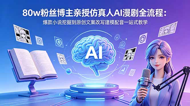 （18581期）80w粉丝博主亲授仿真人AI漫剧全流程：爆款小说挖掘到原创文案改写建模配音一站式教学 - 臻优资源网