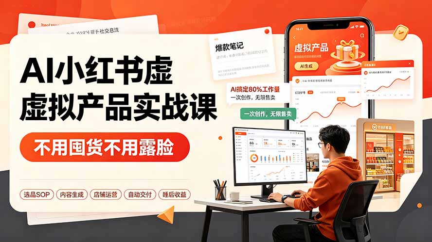 （19314期）AI小红书虚拟产品实战课-更新：不用囤货不用露脸，AI搞定80%工作量，一次创作无限售卖睡后收益 - 臻优资源网