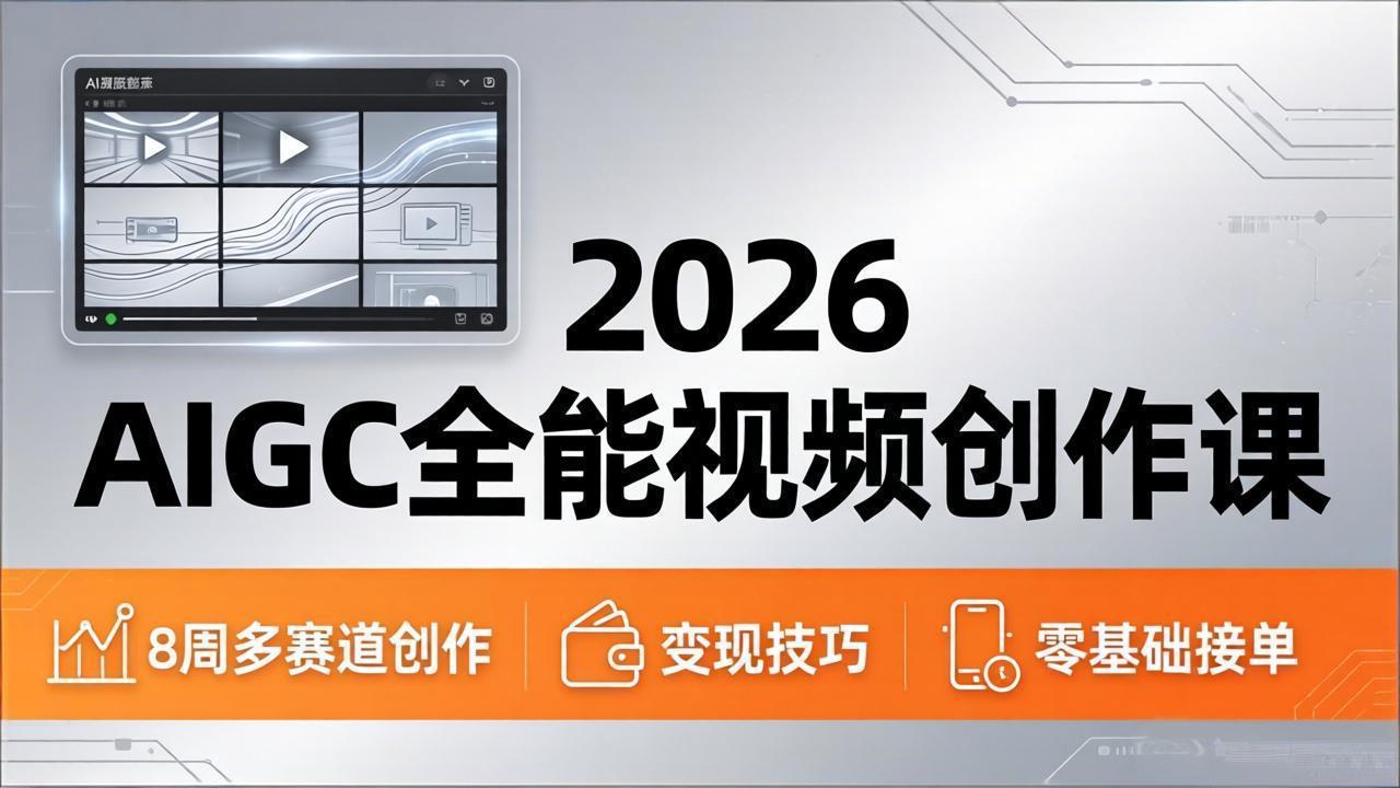 （18215期）2026AIGC全能视频创作课，8周吃透多赛道创作+变现，零基础也能高效出片接单 - 臻优资源网
