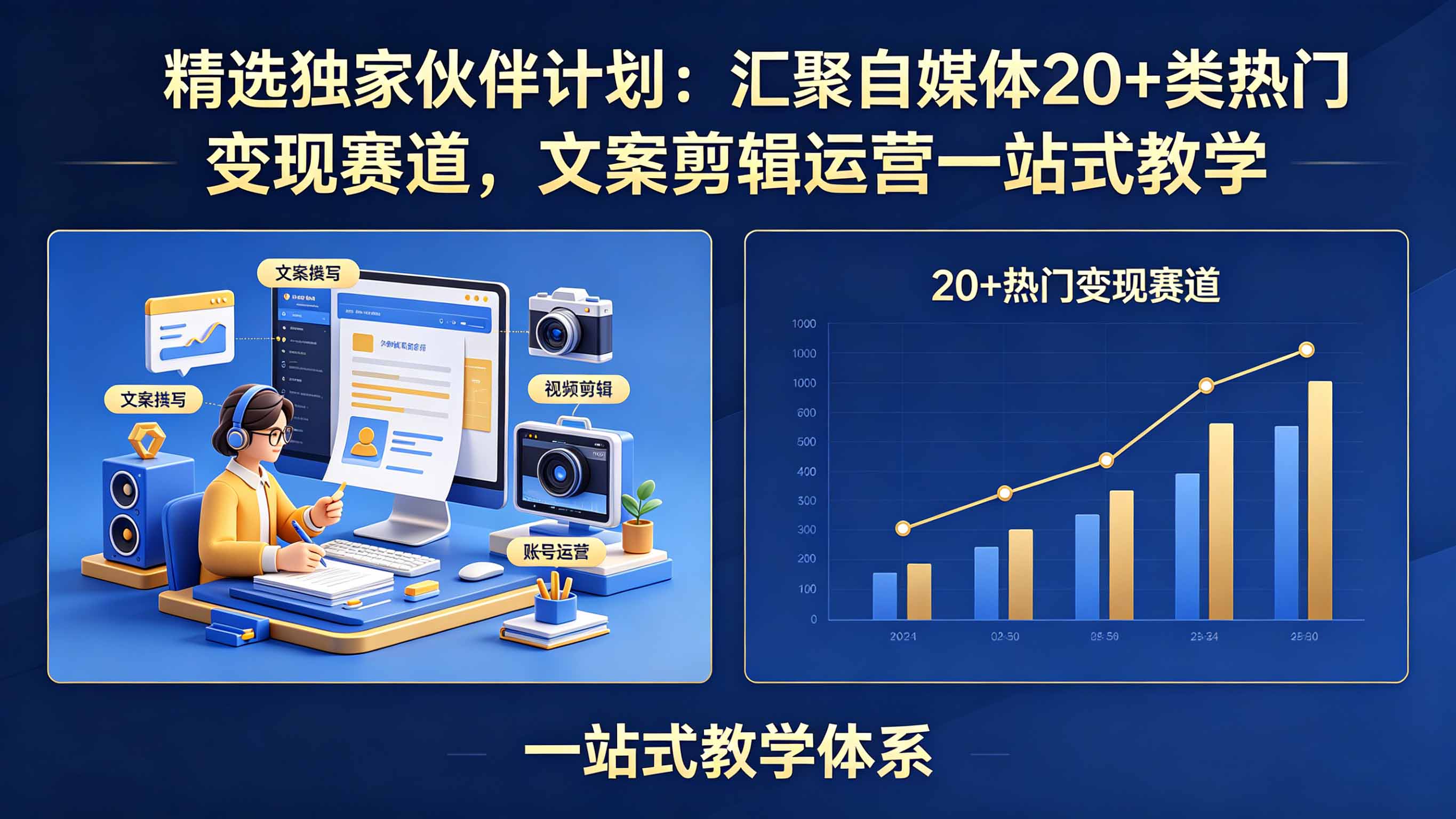 （18478期）精选独家伙伴计划：汇聚自媒体20+类热门变现赛道，文案剪辑运营一站式教学 - 臻优资源网