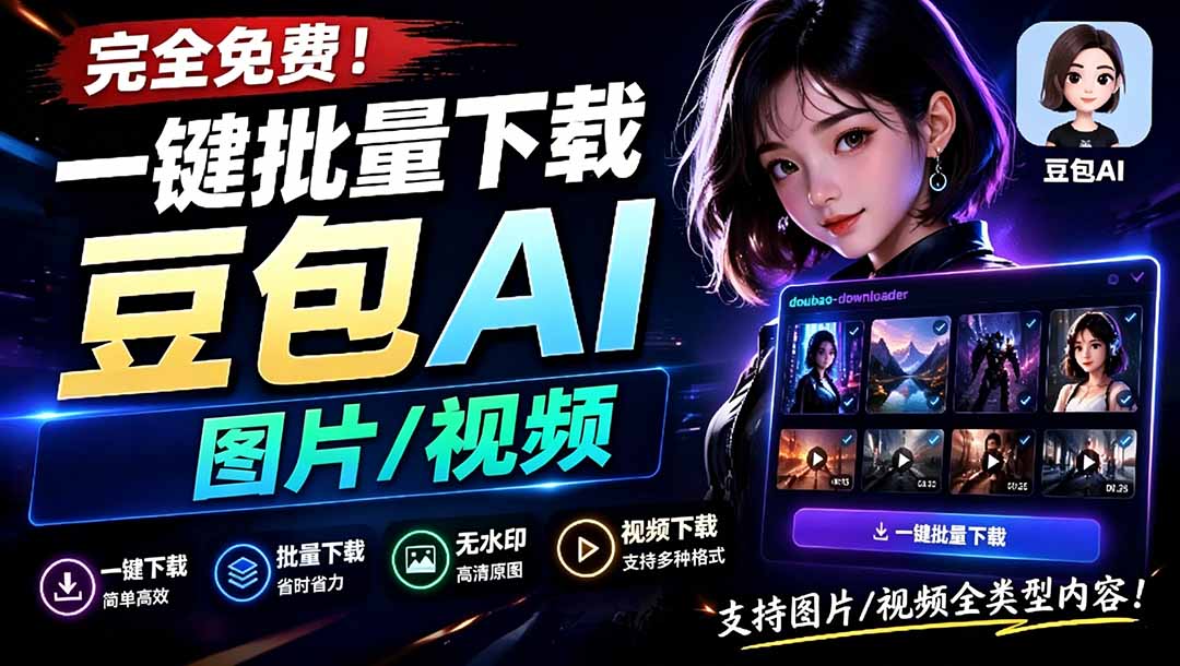 （19107期）Github最新发布！一键批量下载豆包AI无水印图片/视频，简单易用，自动解析提示词，doubao-downloader - 臻优资源网
