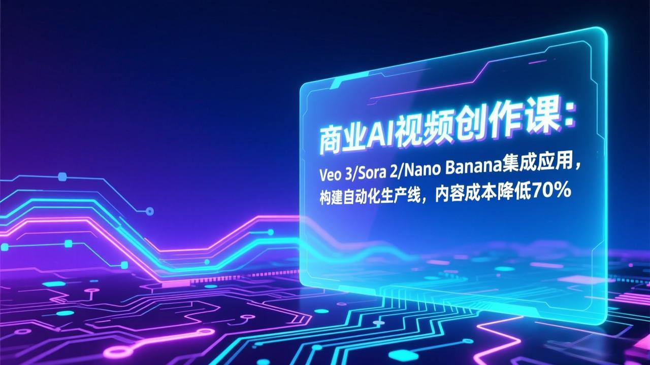 （17070期）商业AI视频创作课：Veo 3/Sora 2/Nano Banana集成应用，构建自动化生产线，内容成本降低70% - 臻优资源网