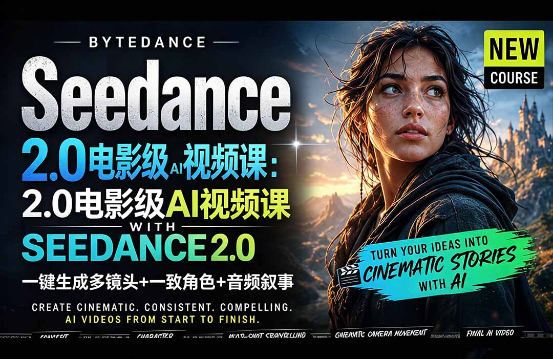 （18415期）Seedance 2.0电影级AI视频课：一键生成多镜头+一致角色+音频叙事 - 臻优资源网