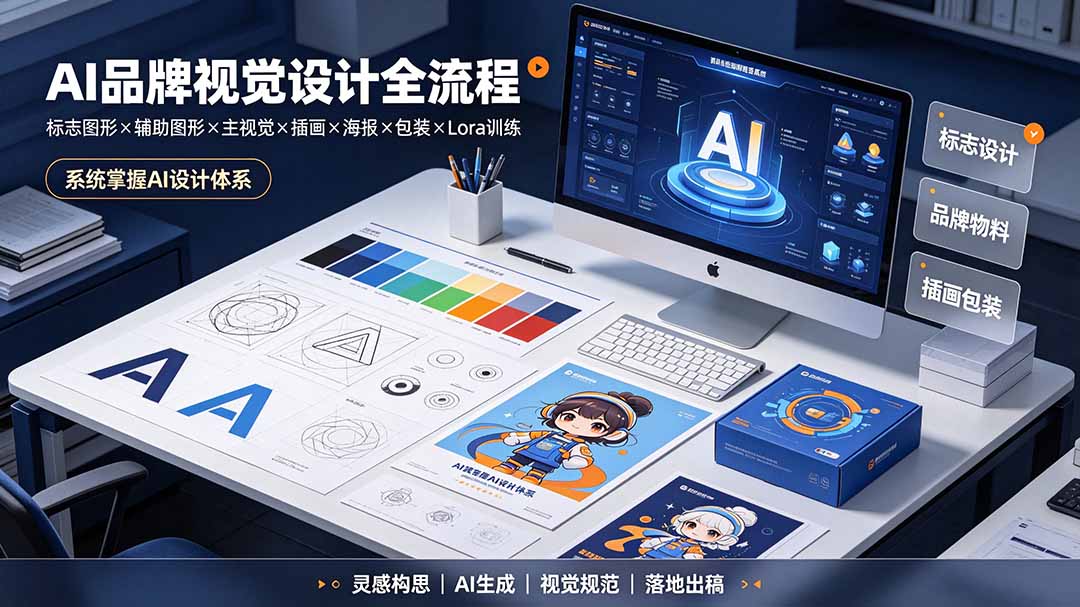 （19372期）AI品牌视觉设计全流程：标志图形×辅助图形×主视觉×插画×海报×包装×Lora训练，系统掌握AI设计体系 - 臻优资源网