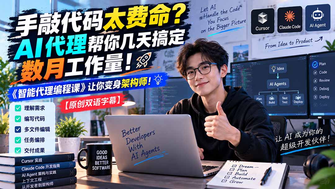 （20286期）手敲代码太费命？AI 代理帮你几天搞定数月工作量！《智能代理编程课》让你变身架构师 - 臻优资源网