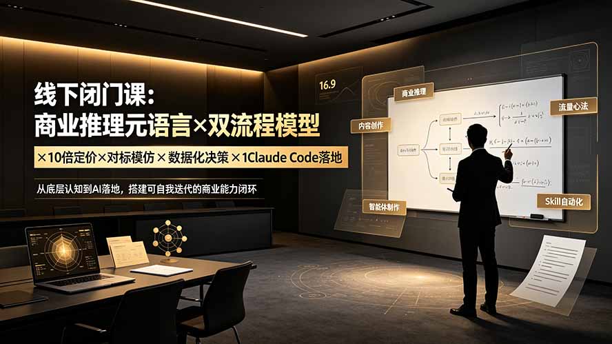 （19381期）线下闭门课：商业推理元语言×双流程模型×10倍定价×对标模仿×数据化决策×Claude Code落地，击穿认知盲区 - 臻优资源网