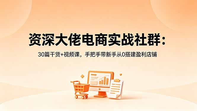 （18529期）资深大佬电商实战社群：30篇干货+视频课，手把手带新手从0搭建盈利店铺 - 臻优资源网