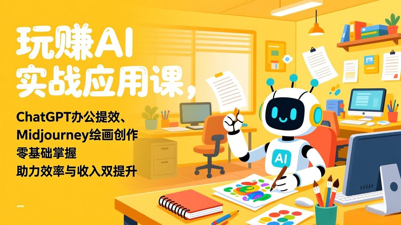 （17295期）玩赚AI实战应用课，ChatGPT办公提效、Midjourney绘画创作，零基础掌握，助力效率与收入双提升 - 臻优资源网