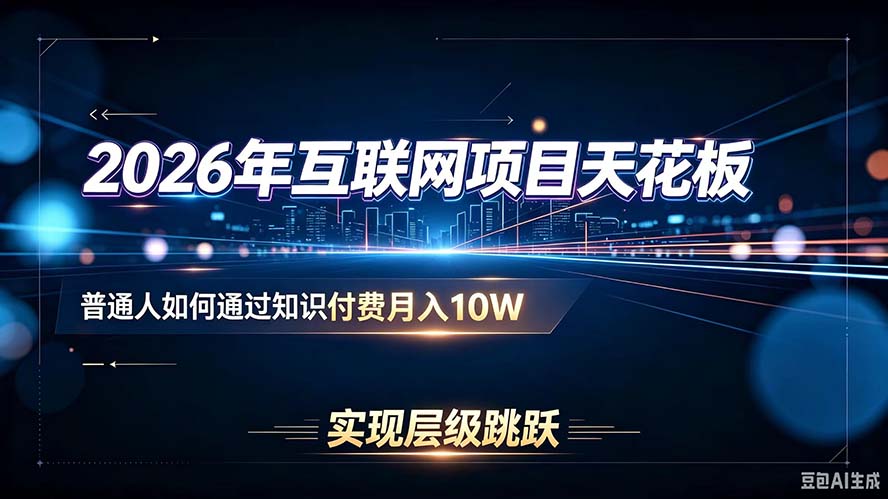 （20150期）2026年互联网项目天花板：普通人如何通过知识付费月入10W，实现层级跳跃 - 臻优资源网