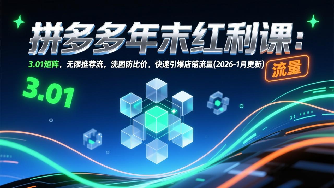 （17100期）拼多多年末红利课：3.01矩阵，无限推荐流，洗图防比价，快速引爆店铺流量(2026-1月更新) - 臻优资源网