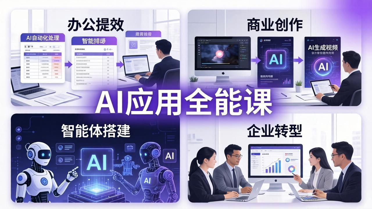 （18042期）AIGC 应用师全能课-更新：办公提效、商业创作、智能体搭建、企业转型，一站式学会AI应用 - 臻优资源网
