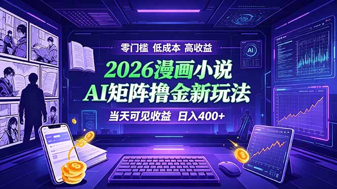 （19219期）爆款小说漫画大阅读    ai矩阵操作    当天可见收益  日入400+    零门槛    高收益 - 臻优资源网