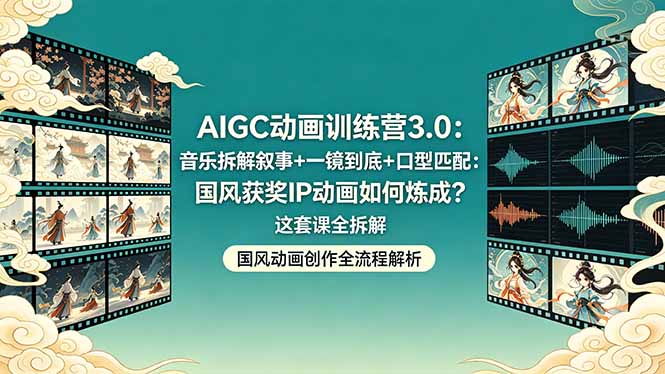 （18244期）AIGC动画训练营3.0：音乐拆解叙事+一镜到底+口型匹配：国风获奖IP动画如何炼成？这套课全拆解 - 臻优资源网