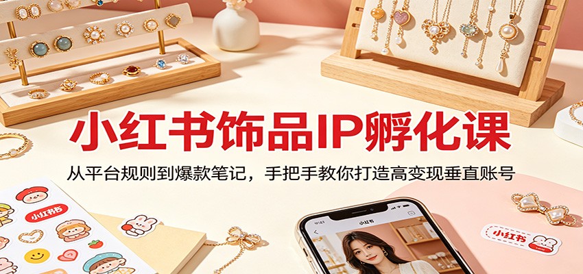 小红书饰品IP孵化课：从平台规则到爆款笔记，手把手教你打造高变现垂直账号 - 臻优资源网
