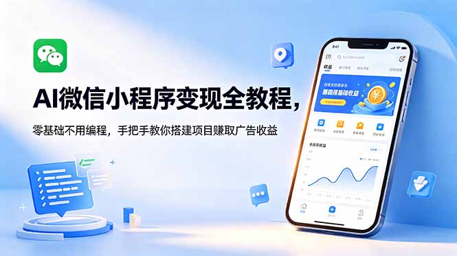 （18773期）AI微信小程序变现全教程，零基础不用编程，手把手教你搭建项目赚取广告收益 - 臻优资源网