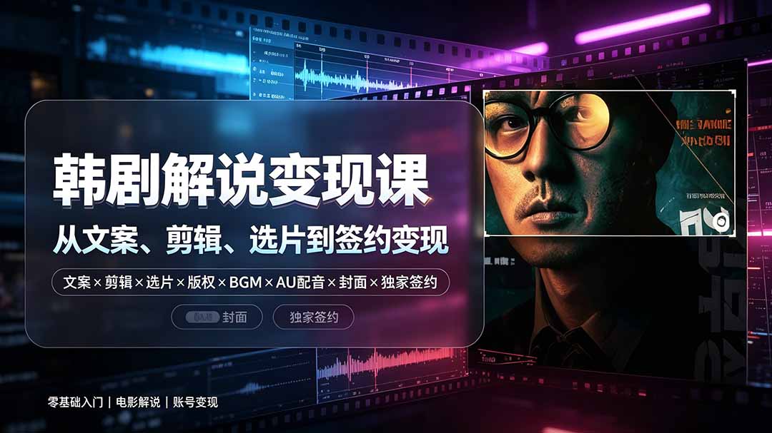 （19438期）抖音270W粉丝博主亲授韩剧解说课：文案×剪辑×选片×版权×BGM×AU配音×封面×独家签约，零基础到变现 - 臻优资源网
