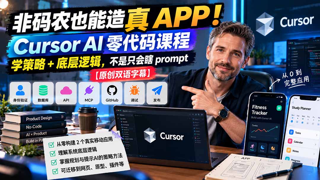 （20810期）非码农也能造真 APP！Cursor AI 零代码课程：学策略 + 底层逻辑，不是只会瞎 prompt【原创双语字幕】 - 臻优资源网