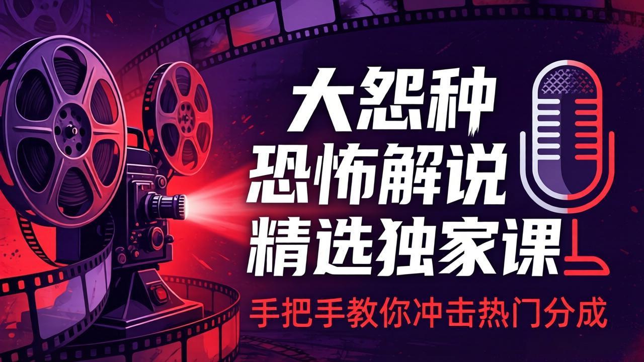 （17920期）大怨种恐怖解说精选独家课：电影下载+文案配音+片头封面，手把手教你冲击热门分成 - 臻优资源网