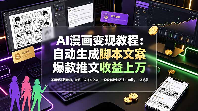 （19170期）AI漫画变现教程：不用手写提示词，自动生成脚本文案，一份伙伴计划万播5-10块，一条爆款推文收益上万 - 臻优资源网