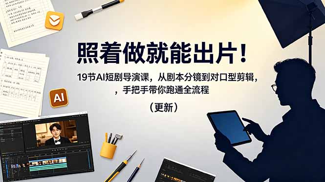 （18694期）照着做就能出片！19节AI短剧导演课，从剧本分镜到对口型剪辑，手把手带你跑通全流程（更新） - 臻优资源网