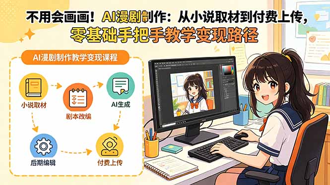 （18439期）不用会画画！AI漫剧制作：从小说取材到付费上传，零基础手把手教学变现路径 - 臻优资源网