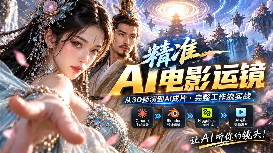（20503期）AI视频终于能精准运镜了！Claude + Blender + Higgsfield 免费插件实测 - 臻优资源网