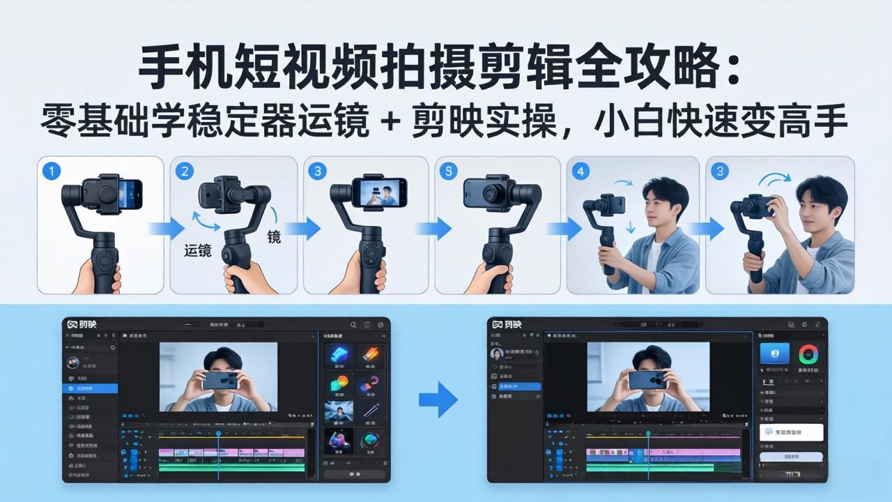 （18003期）手机短视频拍摄剪辑全攻略：零基础学稳定器运镜 + 剪映实操，小白快速变高手 - 臻优资源网