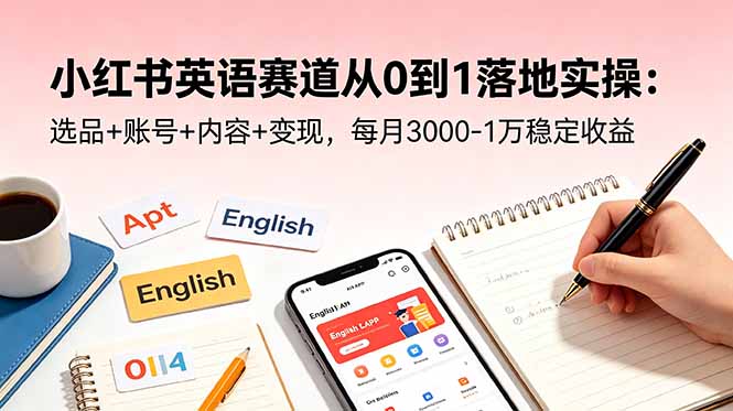（18771期）小红书英语赛道从0到1落地实操：选品+账号+内容+变现，每月3000-1万稳定收益 - 臻优资源网