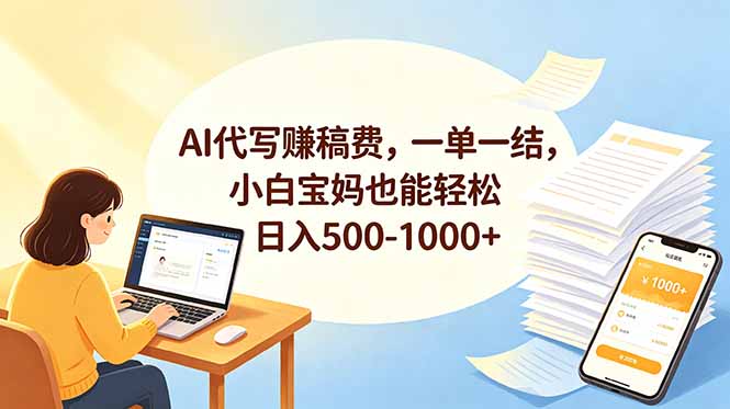 （18772期）AI代写赚稿费，一单一结，小白宝妈也能轻松日入500-1000+ - 臻优资源网