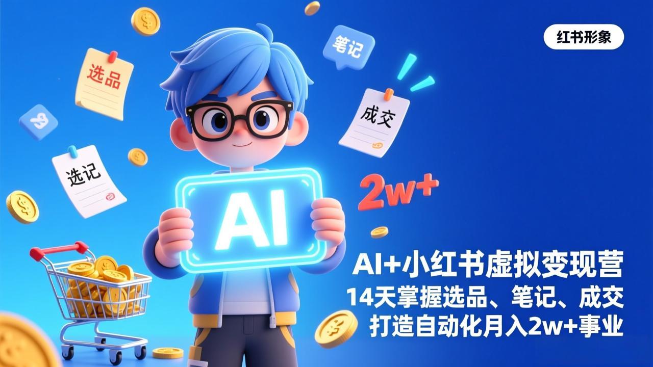 （17332期）AI+小红书虚拟变现营（完结），14天掌握选品、笔记、成交，打造自动化月入2w+事业 - 臻优资源网