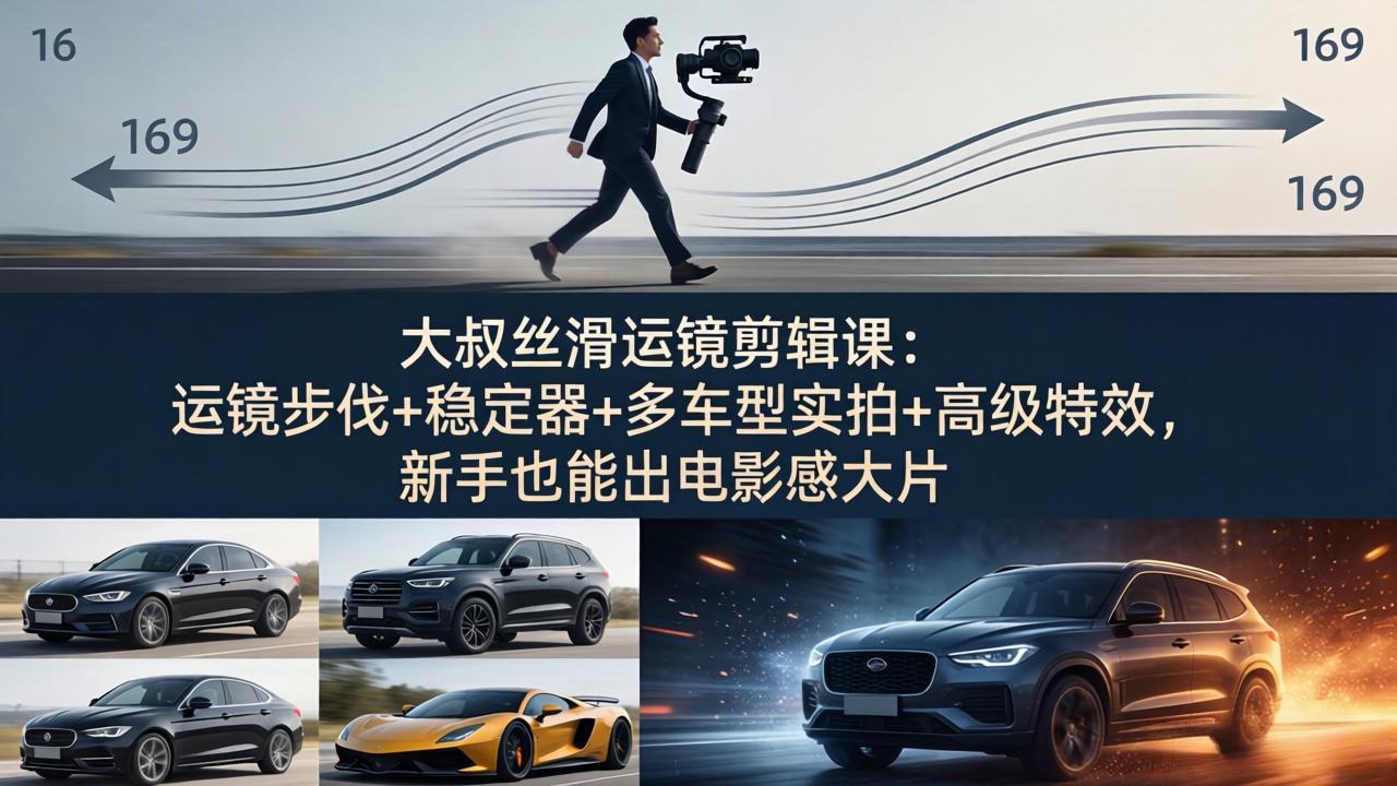 （18004期）大叔丝滑运镜剪辑课：运镜步伐+稳定器+多车型实拍+高级特效，新手也能出电影感大片 - 臻优资源网