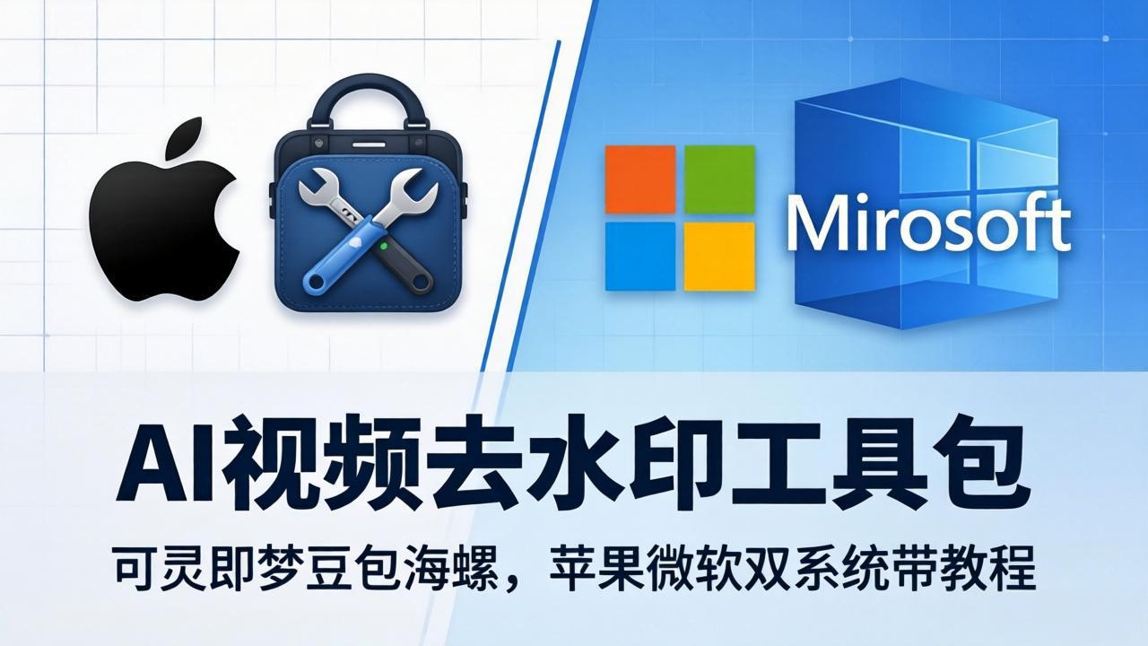 （18073期）AI视频去水印工具包：可灵即梦豆包海螺，苹果微软双系统带教程 - 臻优资源网