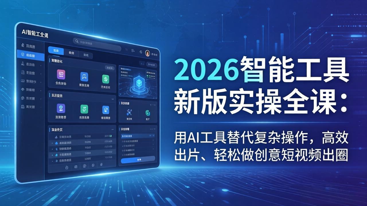 （18005期）2026智能工具新版实操全课：用AI工具替代复杂操作，高效出片、轻松做创意短视频出圈 - 臻优资源网