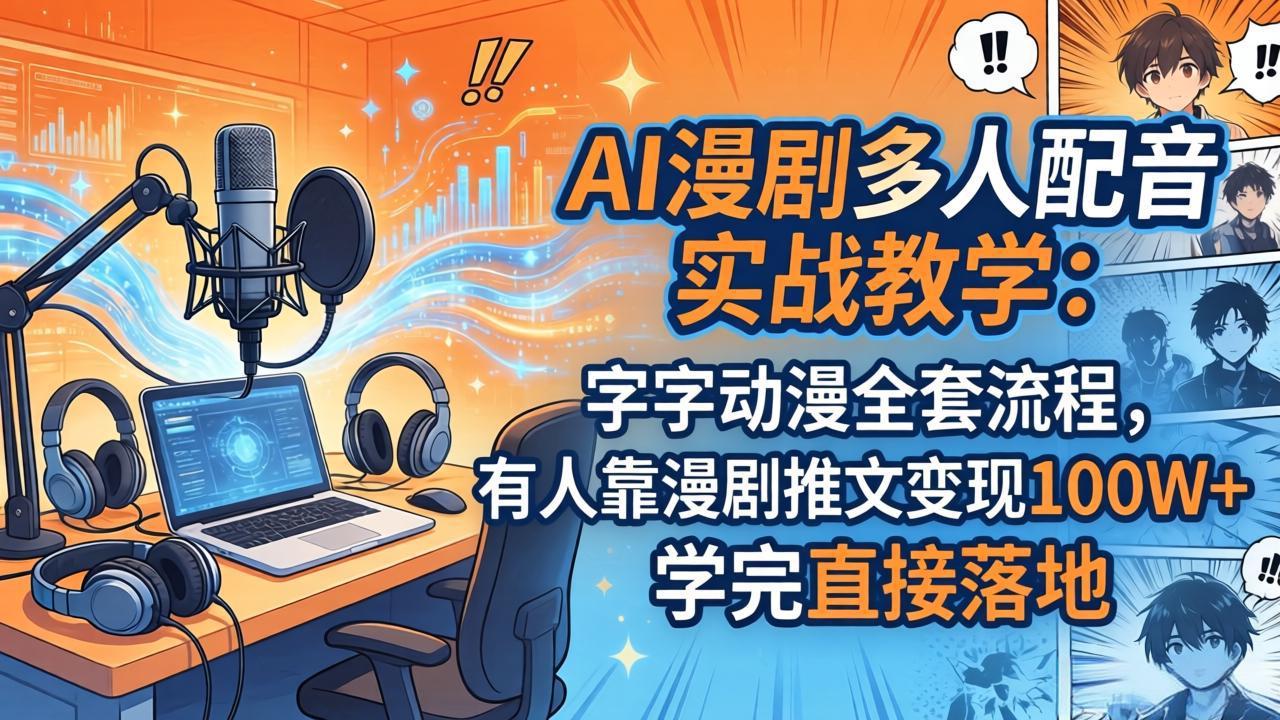 （18060期） AI漫剧多人配音实战教学：字字动漫全套流程，有人靠漫剧推文变现100W+，学完直接落地 - 臻优资源网