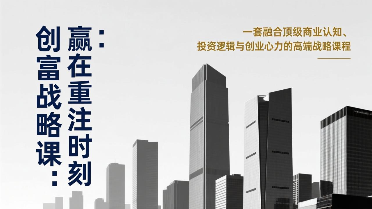 （17337期）《创富战略课：赢在重注时刻》一套融合顶级商业认知、投资逻辑与创业心力的高端战略课程 - 臻优资源网