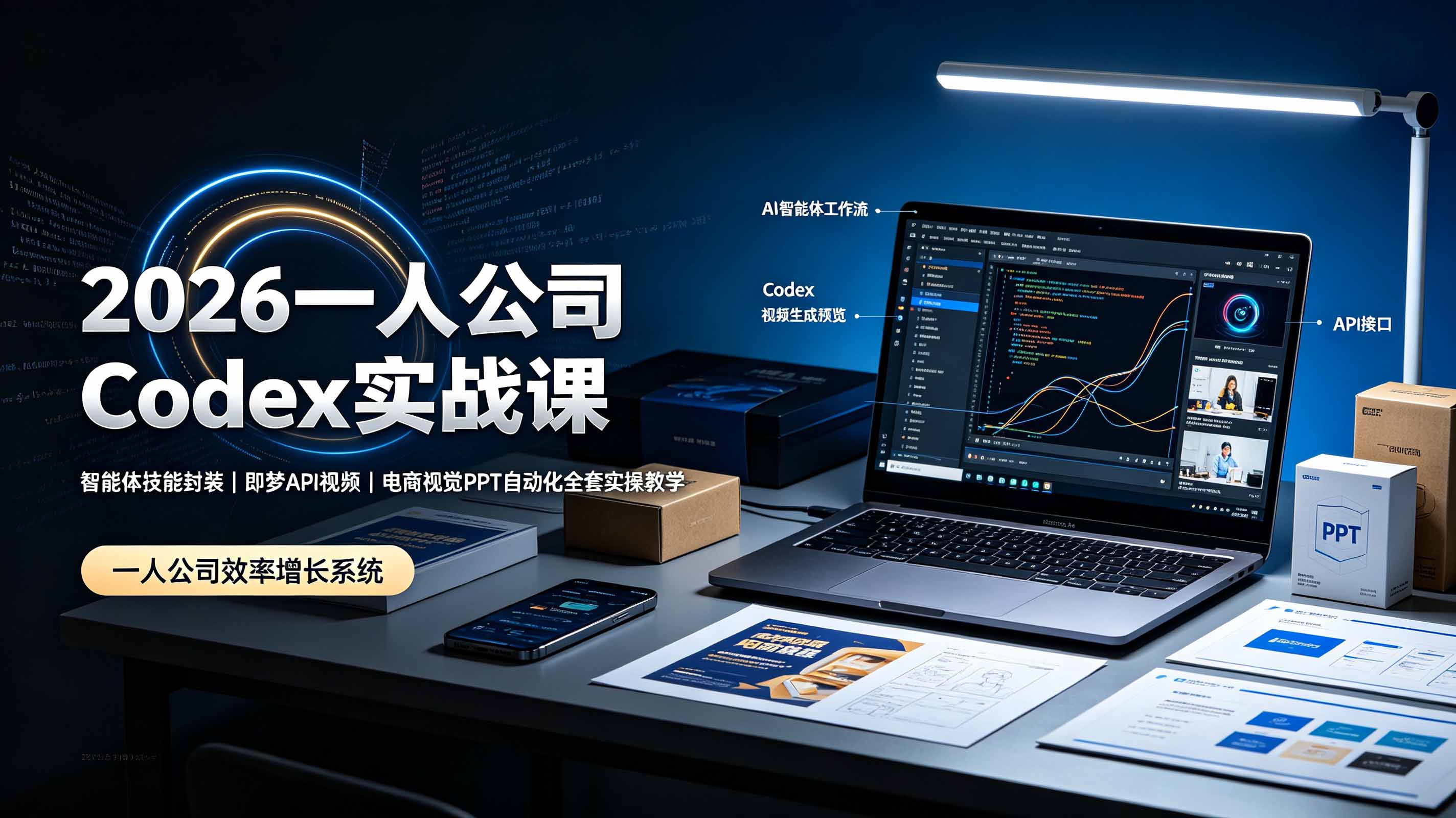 （19503期）2026一人公司Codex实战课◆智能体技能封装｜即梦API视频｜电商视觉PPT自动化全套实操教学 - 臻优资源网