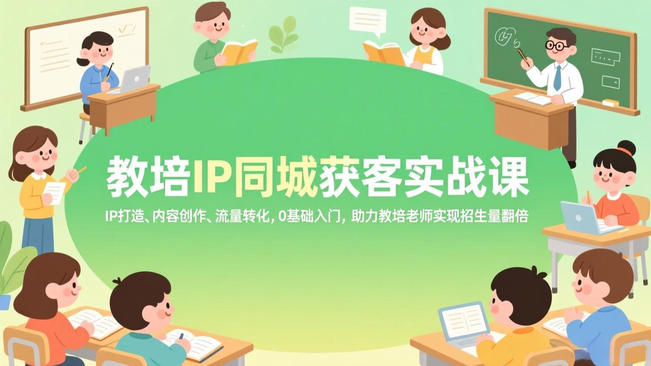（17341期）教培IP同城获客实战课，IP打造、内容创作、流量转化，0基础入门，助力教培老师实现招生量翻倍 - 臻优资源网